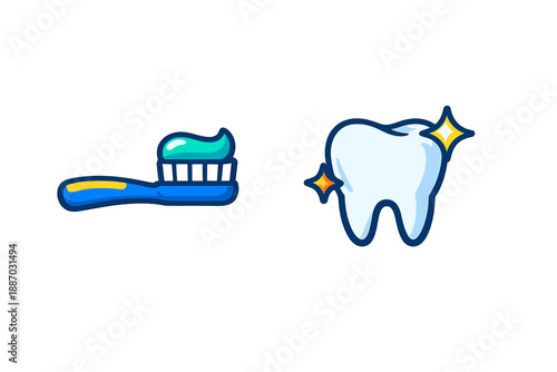 Toothbrush and toothpaste next to a clean tooth showing hygiene routine for oral care in everyday life