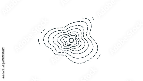 Abstract topographic map lines or heat map visualization representing data density, geographical terrain, and focused analysis.