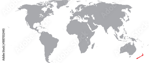 New Zealand Highlighted on World Map Vector Design