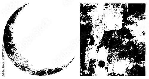 Grungy Moon and Textured Abstract