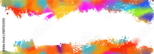 Frame of colored blots. Hand drawn. Not AI, vector illustration.