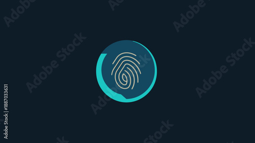 Fingerprint icon on dark background security and identity concept
