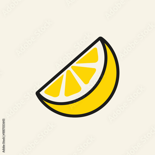 Fresh lemon wedge illustration on neutral background for design elements