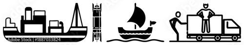 Four Maritime and Logistics in Minimalist Vector Style