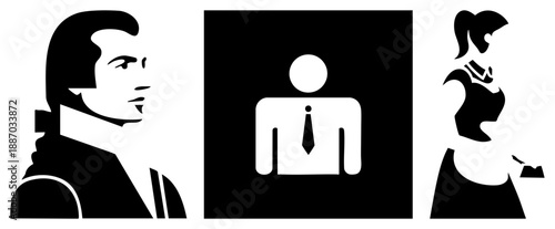 Minimalist Silhouettes of Business Professionals in Flat Vector Style