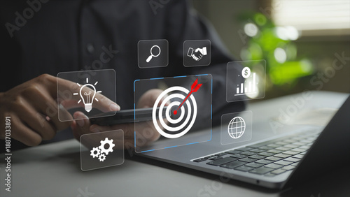 Tableau sur toile Corporate business strategy emphasizing leadership, vision and long-term planning