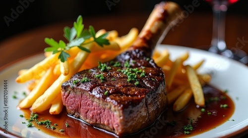 Grilled Beef Steak with French Fries