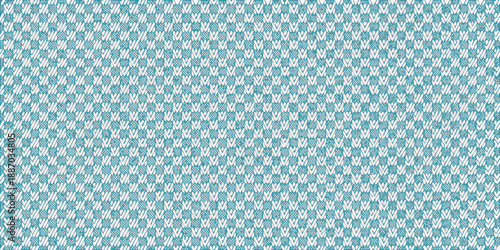 A detailed close up view of a light blue and white checkered textile pattern