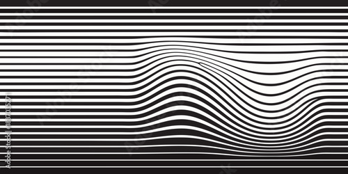 Optical illusion with distorted horizontal lines creating a wave like visual effect