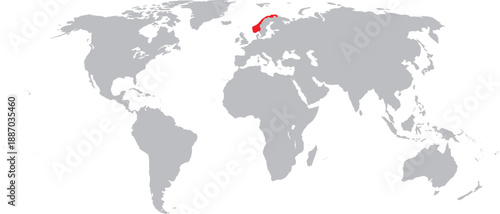 Norway Highlighted on World Map Vector Design.