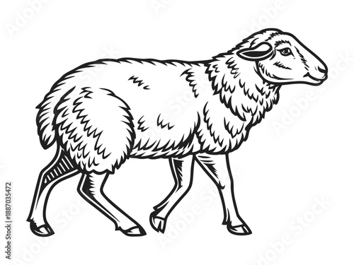 Sheep hand drawn vector sketch