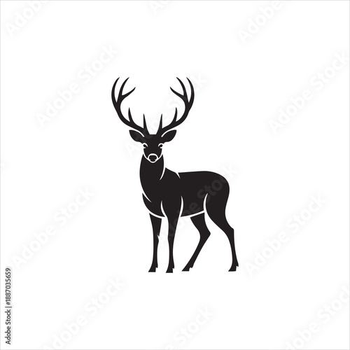 deer silhouette vector, silhouette head deer, Reindeer, Beautiful deer vector silhouette on white background.