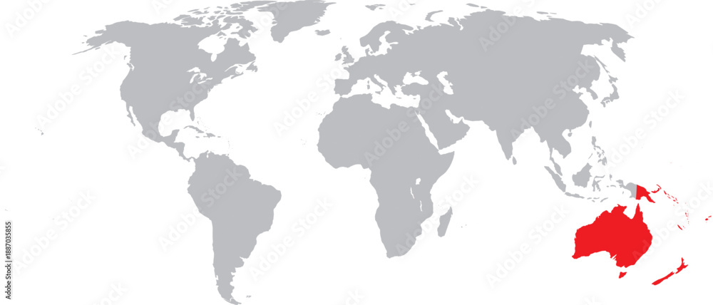 Fototapeta premium Oceania Highlighted on World Map Vector Design