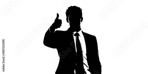 Silhouette of worker with a helmet. A worker holding a sign.