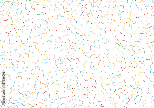 Colorful confetti and streamers falling on a white background, celebrating the joy of a party or event. Festive, bright, and fun.