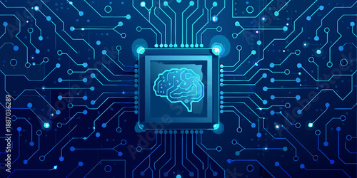 Artificial intelligence concept a brain integrated with a circuit board