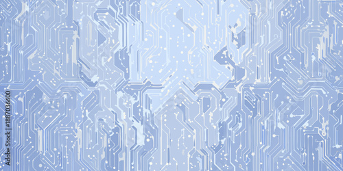 Abstract blue circuit board pattern with intricate geometric lines and connections
