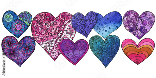 Happy valentine's day with cute hearts illustration