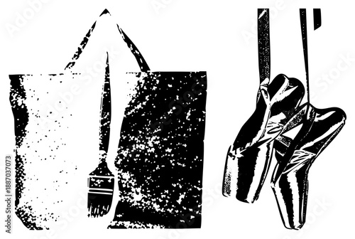 Artist’s Tote Bag with Brush and Ballet Slippers Artistic