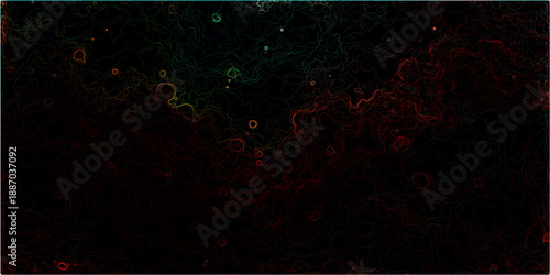 Abstract grunge background with copy space and a grunge film strip glows with bright blue energy lines across a black fantasy night sky filled with lights and stars