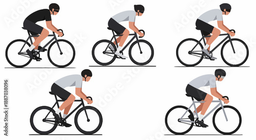 Dynamic sequence of a man riding a bike emphasizing mobility fitness and outdoor activity for health and transportation themes