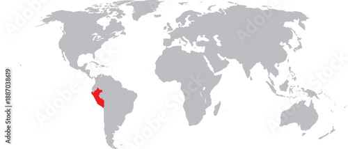 Peru Highlighted on World Map Vector Design.