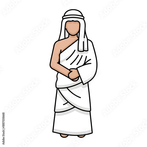 Hajj Pilgrim in Ihram Garments Vector Illustration