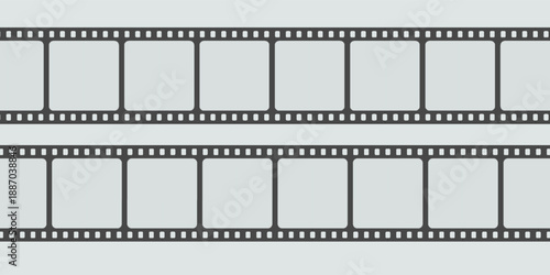 Old retro movie film strip set with grunge texture isolated on white background. Film strip templates. Cinema and filmmaking concept.