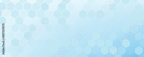 Abstract blue and white hexagon background. Futuristic digital hi-technology banner. Healthcare background. Vector