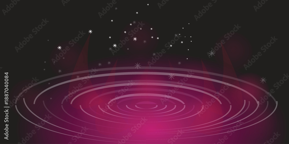 Obraz premium Light cosmic spiral black hole on effect dark purple swirl, neon circles, abstract vector illustration design