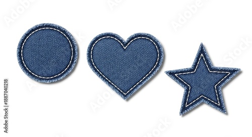 Denim Circle Heart Star Shapes