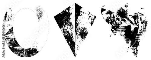 Abstract Geometric Shapes with Distressed Halftone Texture