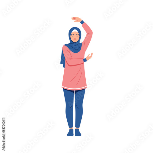 Woman Wearing Hijab and Pink Outfit Standing.