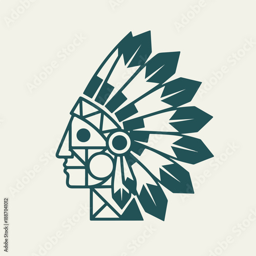 headdress native american chief geometric