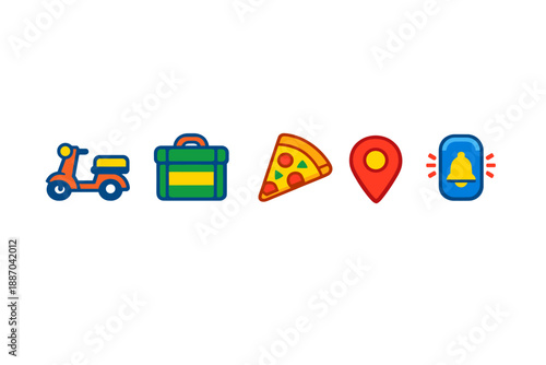 Delivery service brings food to customers using a scooter and a bag in a busy city location during the day