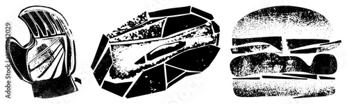 Vintage Style Stylized Food in Halftone Vector Design