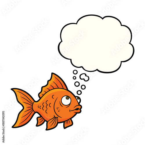 Thoughtful goldfish with empty thought bubble