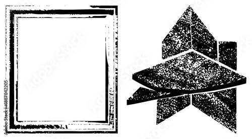 Vintage Grunge Textured Frame and Geometric Starburst Graphic