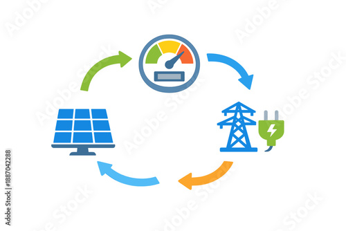 Understanding energy flow in renewable systems for sustainable living in modern society with solar power and electric grid management