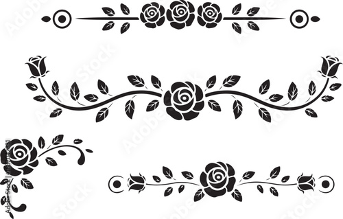 rose ornamental border vector with central rose motif