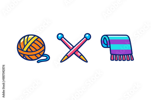 Crafting tools and materials for knitting and crocheting in a creative space during the afternoon hours