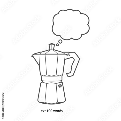 Coffee maker with a thought bubble