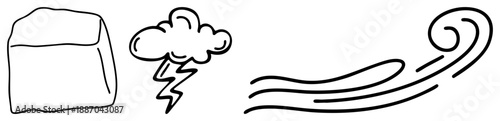 Weather Elements Ice Cube, Thundercloud, Wind Gust