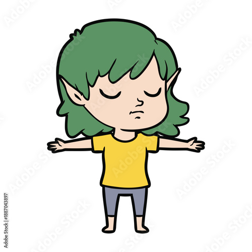 Cartoon character practicing yoga or meditation