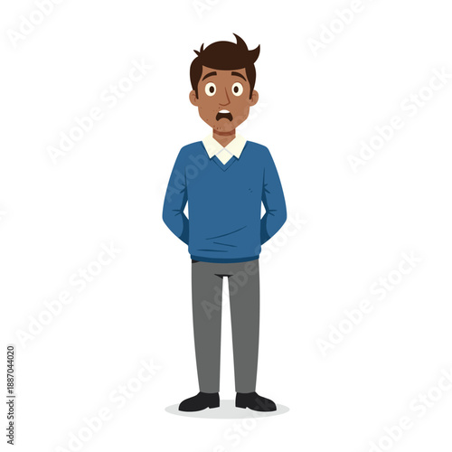 Man with surprised facial expression standing