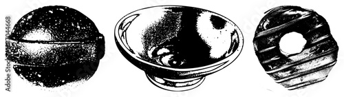 Three Vintage Metal Containers with Textured Surfaces and Reflective Highlights