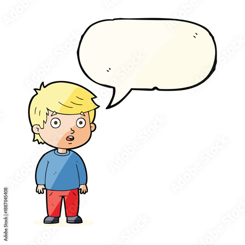 Cartoon boy with speech bubble