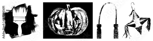 Halloween Pumpkin Jack o Lantern with Triangular Eyes and Grinning Mouth