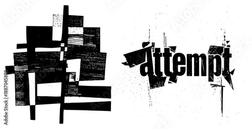 Bold Abstract Glyph Art Featuring "Attempt" in Distressed Typographic Style