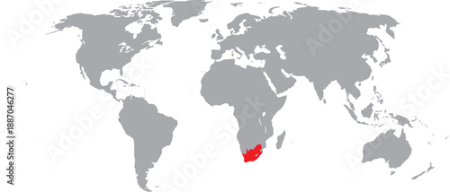South Africa Highlighted on World Map Vector Design.